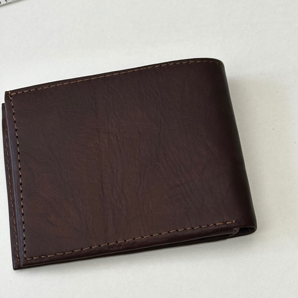 Handmade Leather Bifold Wallet Mens Rustic Chocolate Brown Artisan Nicaragua - Picture 5 of 7
